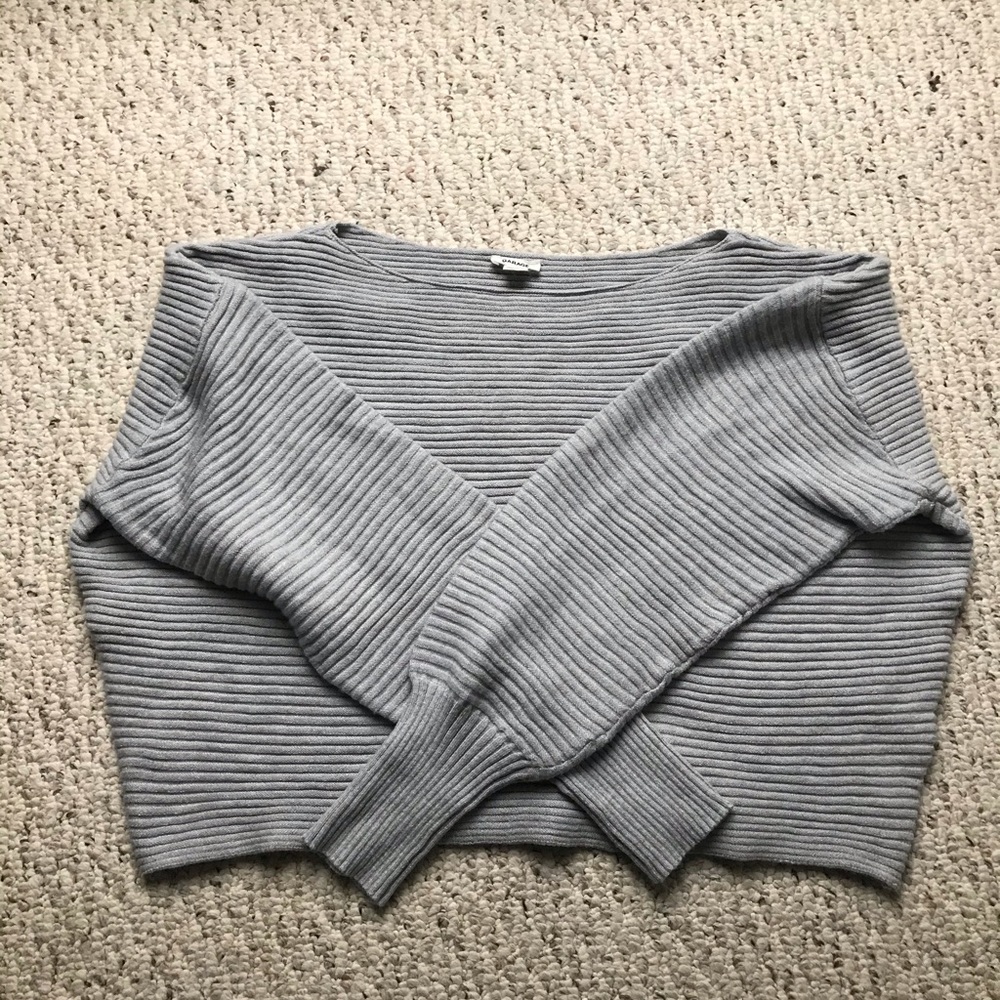 SOLD Garage Grey Ribbed Cropped Sweater Size Large